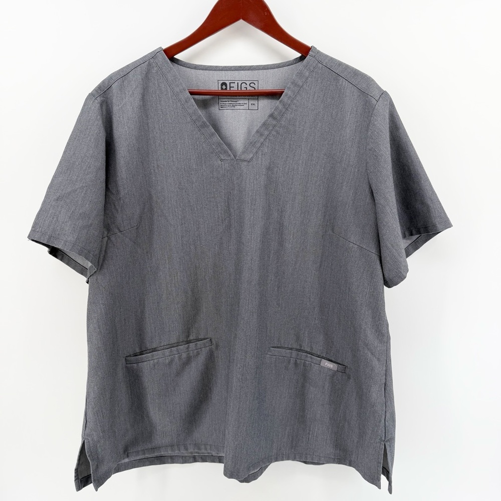 FIGS Casma Three Pocket Scrub Top Graphite Gray Charcoal Heather Womens XXL